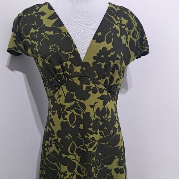 Vintage Trixxi Y2K Floral Print V- Neck  Retro Fit & Flare  Medium Sea Green - Picture 12 of 15